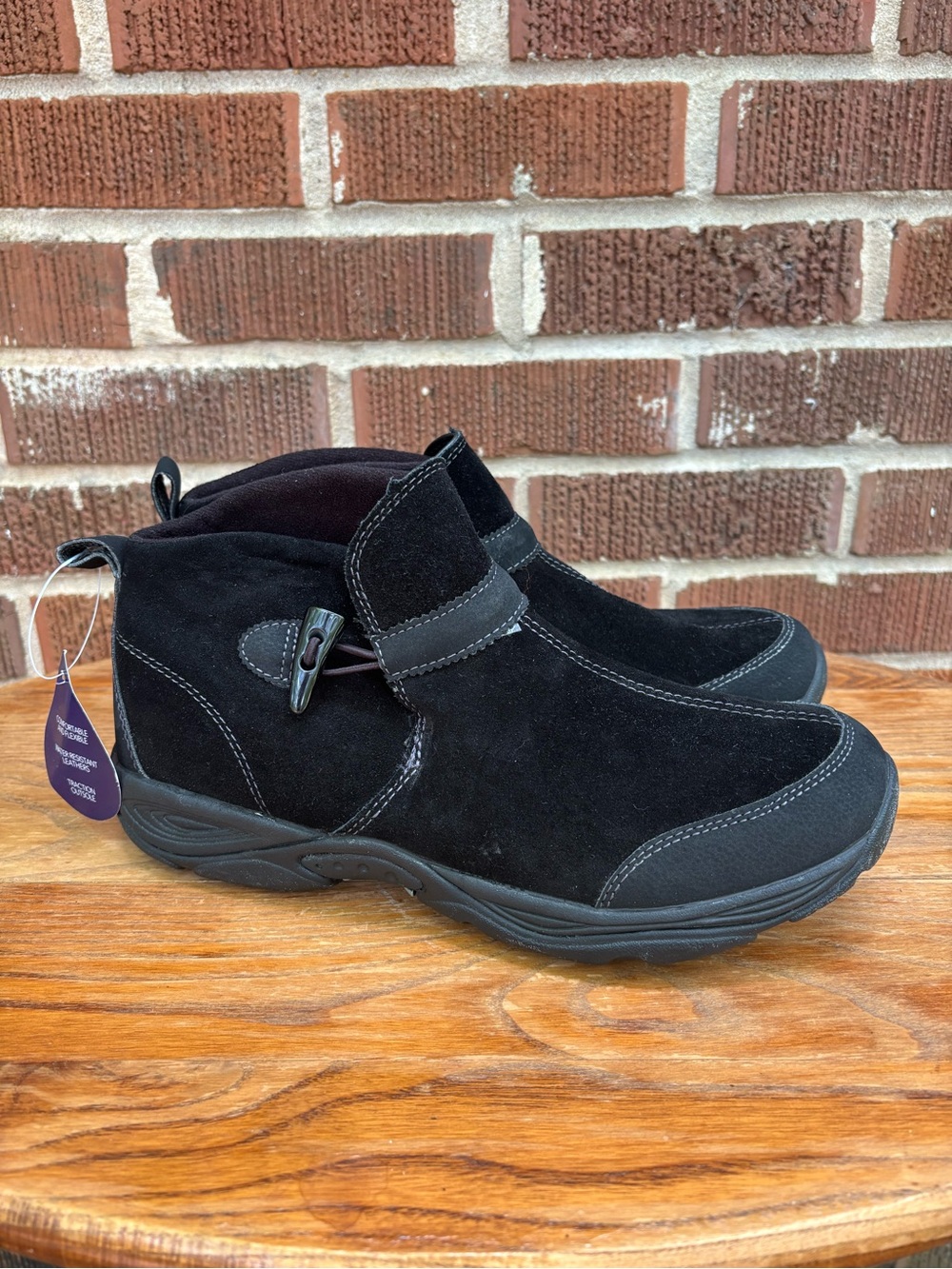 Easy Spirit "Eselita" Women’s 9.5 Black Suede Leather Walking Booties Shoes
